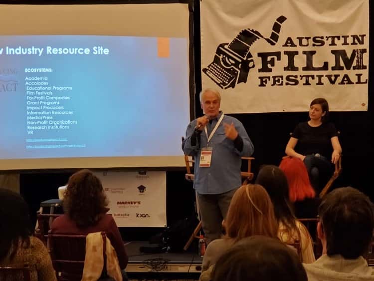 Will Nix speaking about the Social Impact Entertainment (SIE) Society at an Austin Film Festival Event